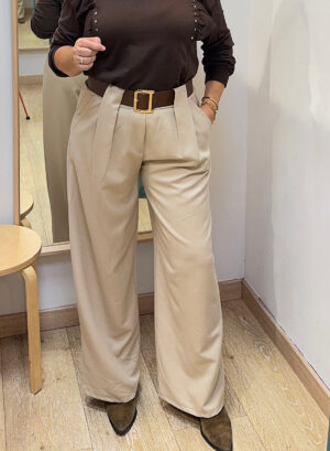 Novedades 10 PANTALÓN TRABILLA ANCHA - Beige