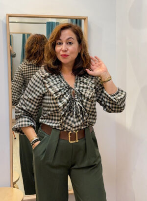 Novedades 17 CAMISA DE CUADROS CON VOLANTE - Verde