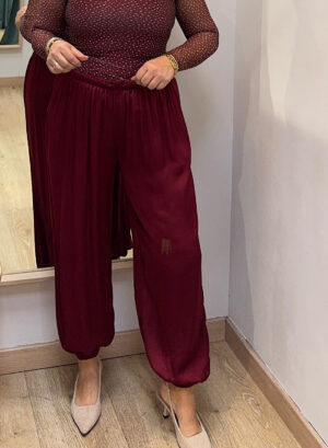 Novedades 7 PANTALÓN BARREL SATINADO - Granate