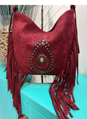 BOLSO FLECOS TACHUELAS - Granate
