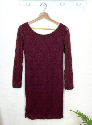 Novedades 21 VESTIDO GASA MANGA LARGA - Granate