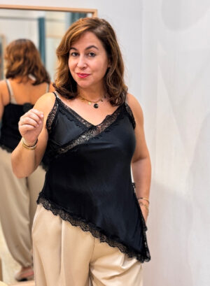 LENCERA SATINADA ASIMÉTRICA - Negro