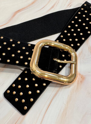 CINTURÓN ELÁSTICO CON TACHUELAS - Negro