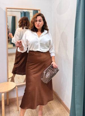 FALDA SATINADA - Marrón