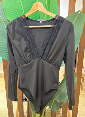BODY ESCOTE ENCAJE - Negro