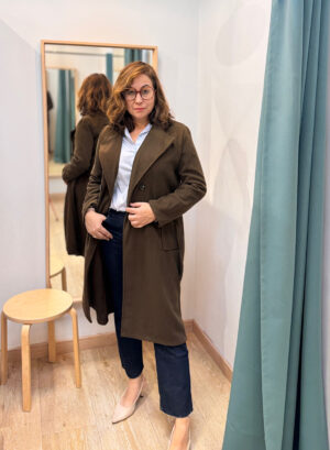 ABRIGO DE PAÑO FINO SIN FORRO - Marrón chocolate