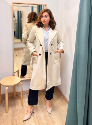 ABRIGO DE PAÑO FINO SIN FORRO - Beige