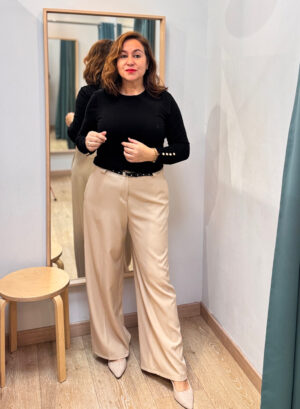 PANTALÓN CLÁSICO CINTURON - Beige