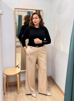 PANTALÓN CLÁSICO CINTURON - Beige