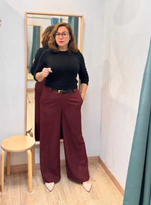 PANTALÓN CLÁSICO CINTURON - Granate