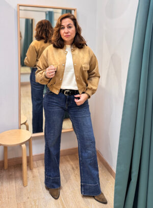 CHAQUETA ANTELINA CUELLO MAO - camel