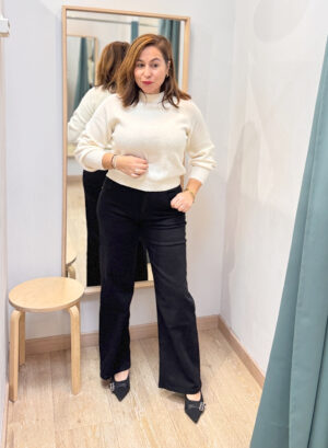 PANTALÓN JEANS WIDE LEG - Negro