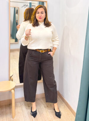 PANTALÓN BALLOON CON CINTURÓN - Marrón chocolate