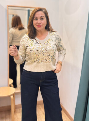 JERSEY LENTEJUELAS - Beige