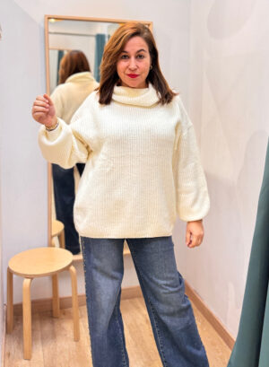 MAXI JERSEY CUELLO VUELTO - Blanco