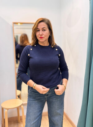 JERSEY PUNTO BOTONES DORADOS - Azul