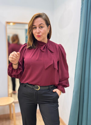 CAMISA LAZADA CUELLO - Granate