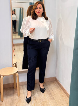 PANTALON PITILLO VESTIR - Azul