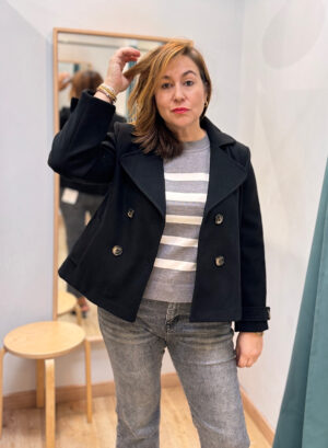 ABRIGO CORTO CRUZADO - Gris