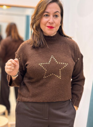 JERSEY ESTRELLA - Marrón chocolate