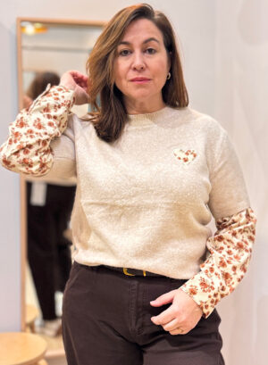 JERSEY FLORAL - Beige