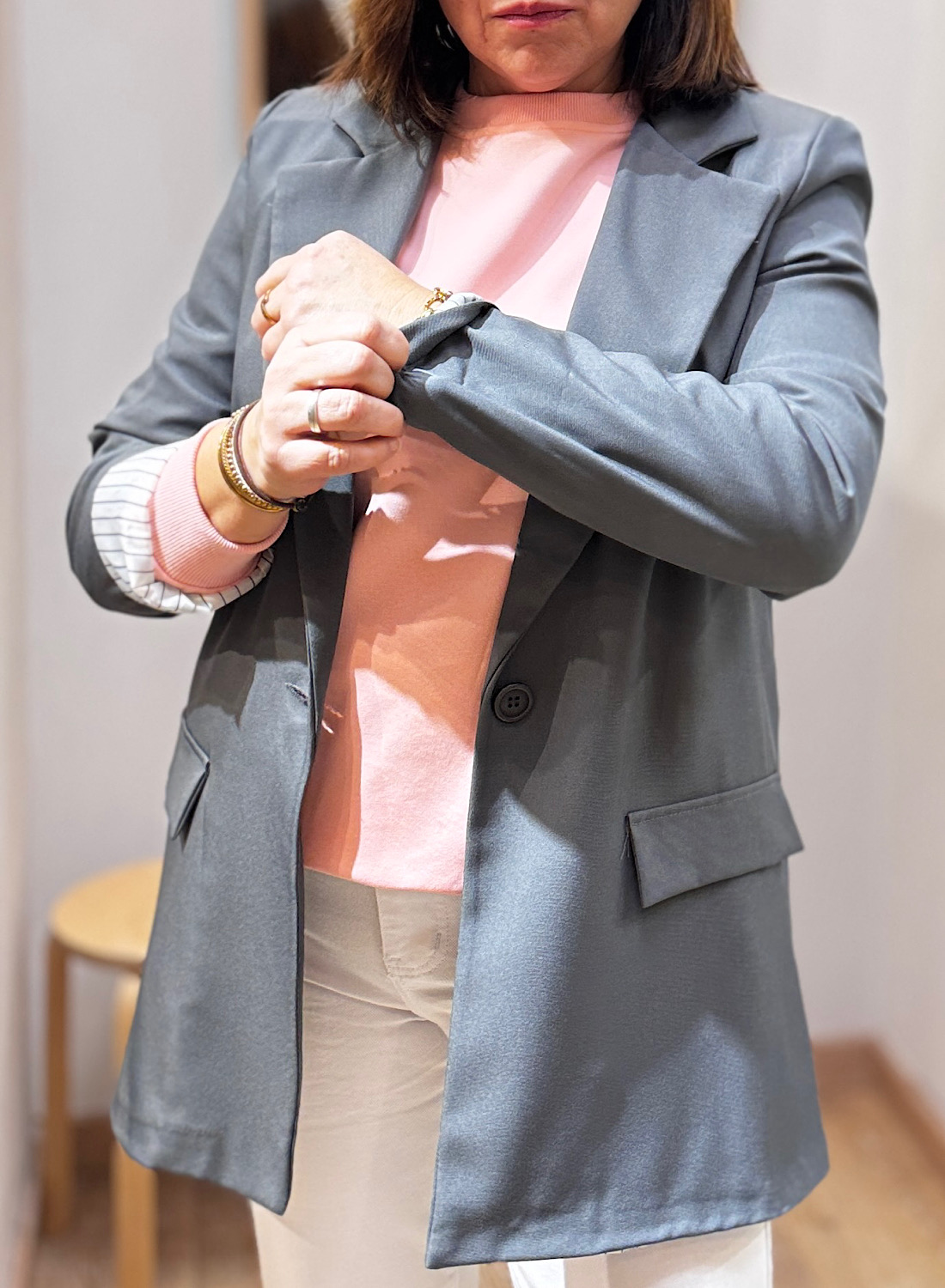 BLAZER OVERSIE CON FORRO DE RAYAS 3 BLAZER OVERSIE CON FORRO DE RAYAS - Imagen 3