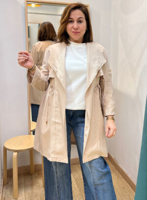 CHAQUETA GABARDINA SIN BOTONES - Beige