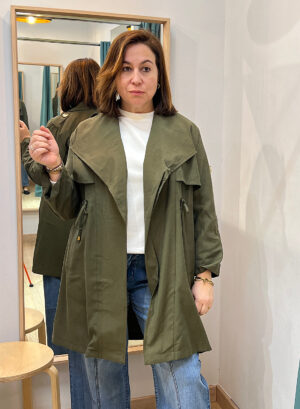 CHAQUETA GABARDINA SIN BOTONES - Verde