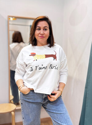 SUDADERA JE T’AIME PARIS - Blanco