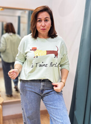 SUDADERA JE T’AIME PARIS - Verde menta