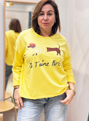 SUDADERA JE T’AIME PARIS - Amarillo