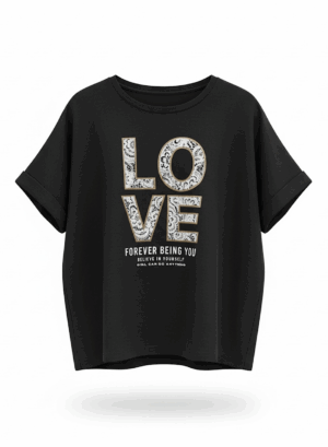 CAMISETA LOVE YOU BRILLOS - Negro