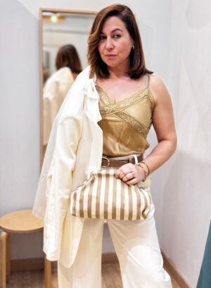 BOLSO RAYITAS - Beige