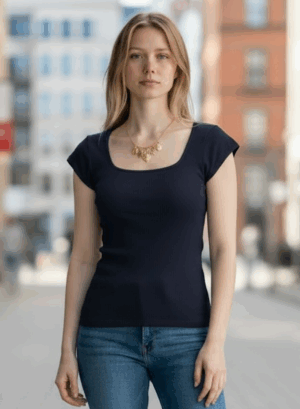 JERSEY ESCOTE CUADRADO - Azul Marino