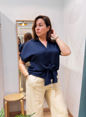 CAMISA SATÉN - Azul Marino