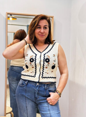 CHALECO PUNTO FLORAL
