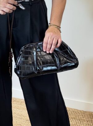 MAXI CARTERA COCODRILO - Negro