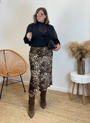 FALDA SATINADA LEOPARDO