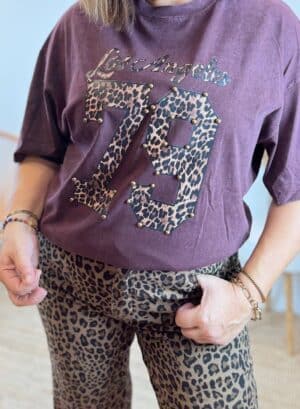 CAMISETA OVERSIZE LOS ÁNGELES - Burdeos