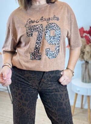 CAMISETA OVERSIZE LOS ÁNGELES - Camel