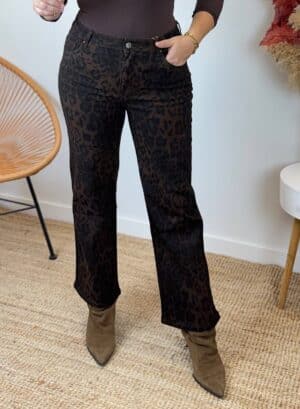 JEANS LEOPARDO MARRÓN OSCURO
