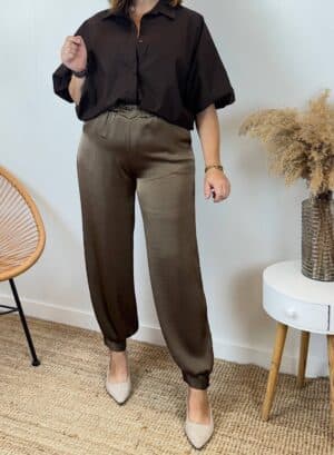 PANTALÓN SATINADO NEREA - Marrón
