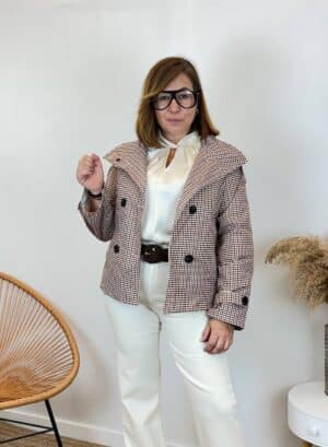 CAZADORA CUADRO VICHY - Marrón