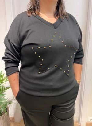 SUDADERA ESTRELLA CURVY - Negro
